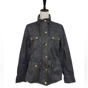 J.Crew Waxed Cotton Field Jacket Black Utility Coat Women’s Medium